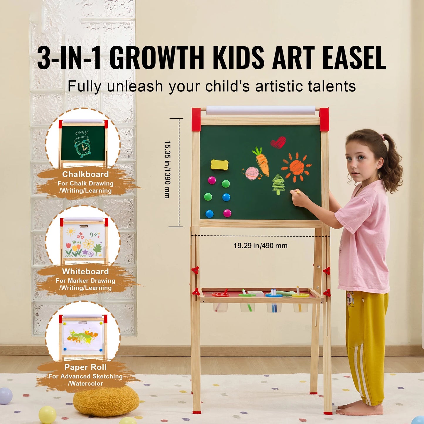 SucceBuy Magnetic Drawing Board for Kids Double Sided Whiteboard Chalkboard