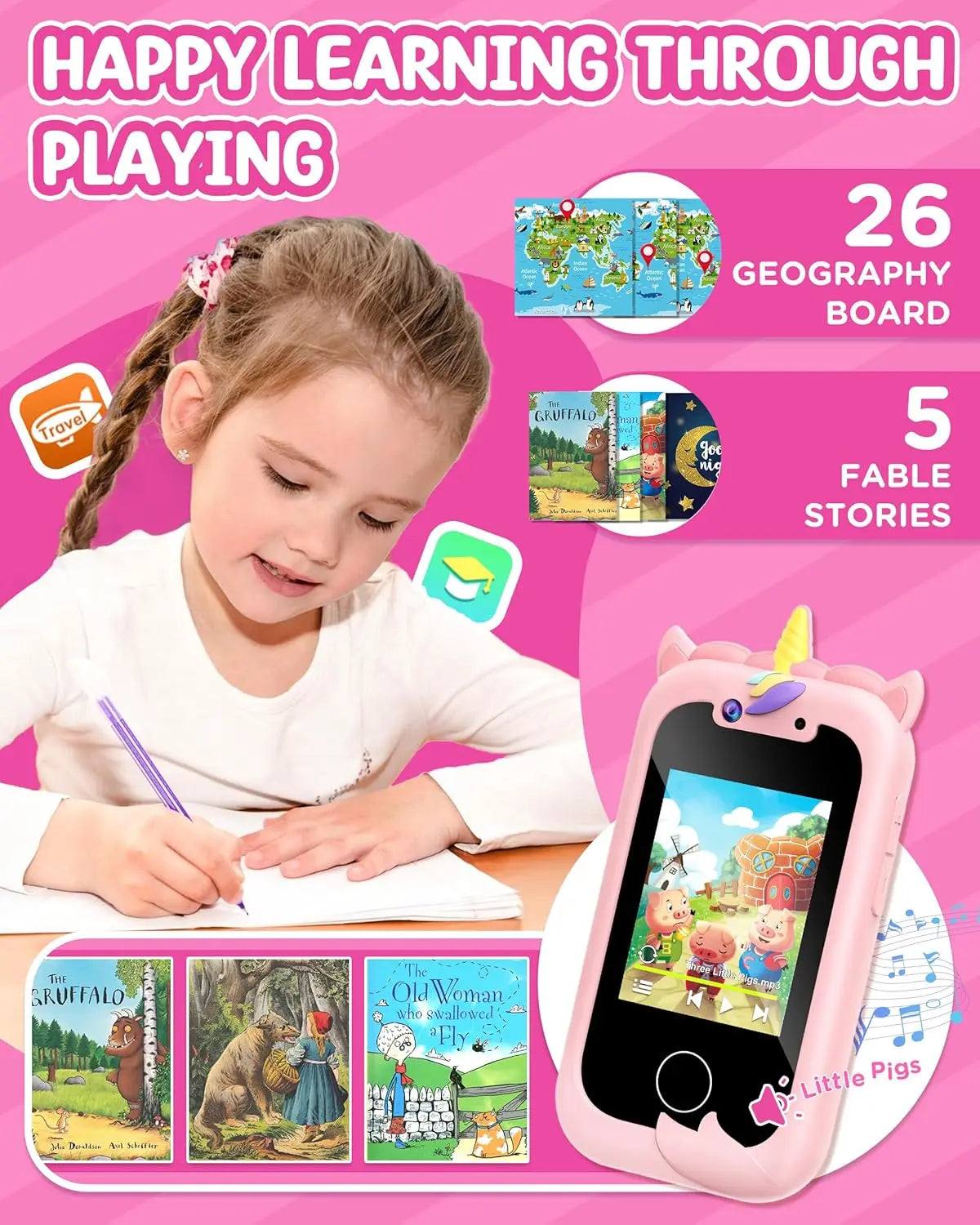 Kids Smart Phone Toy for Children 3-10 Learning Real Play Cell Phone