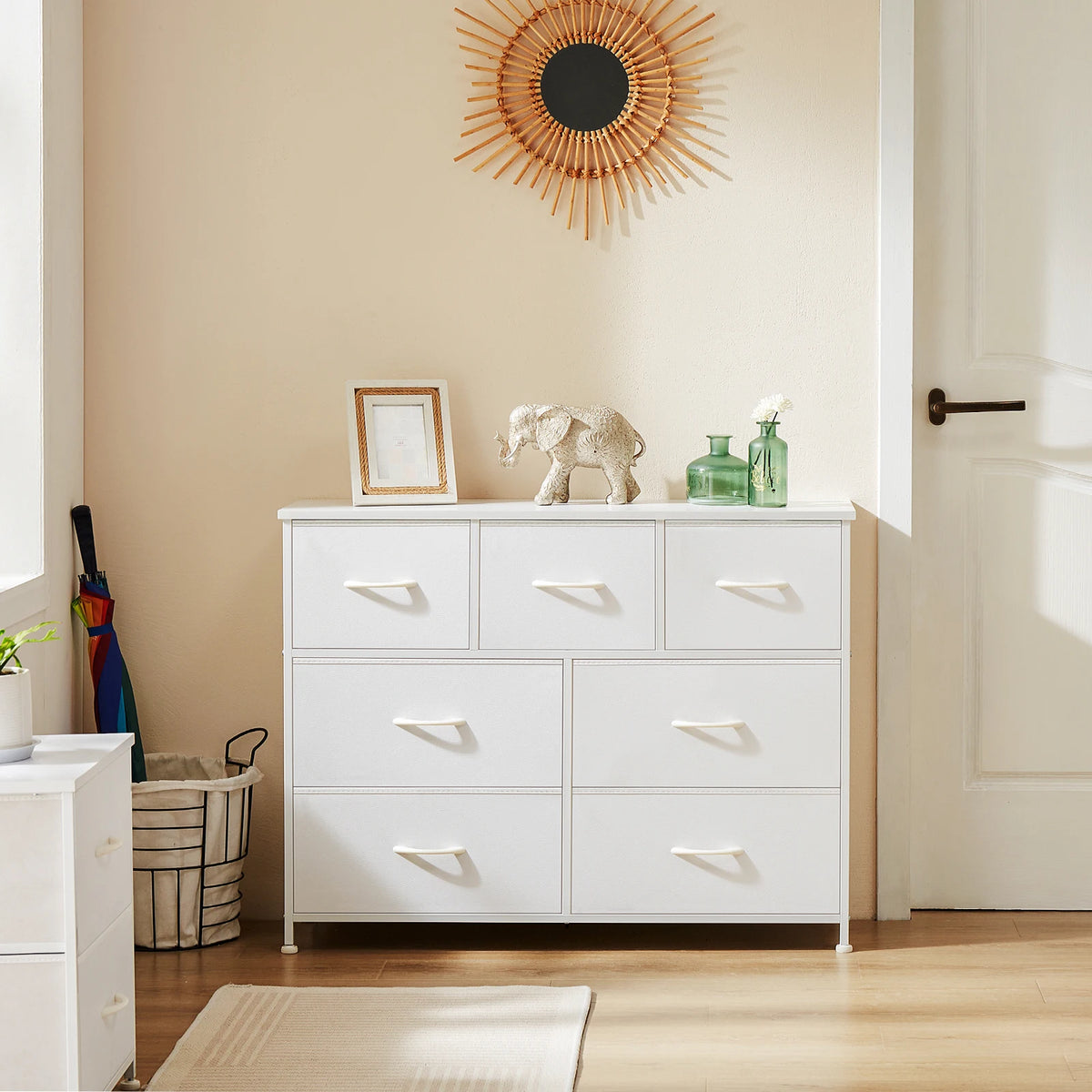 JHK Bedroom Wardrobe Dresser With Fabric Drawers Storage Cabinet