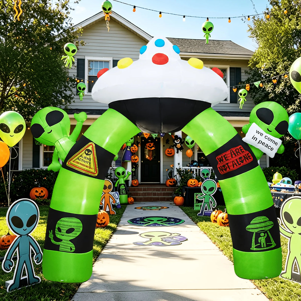 Halloween Inflatable Alien Archway With LED Lights Outdoor Decoration