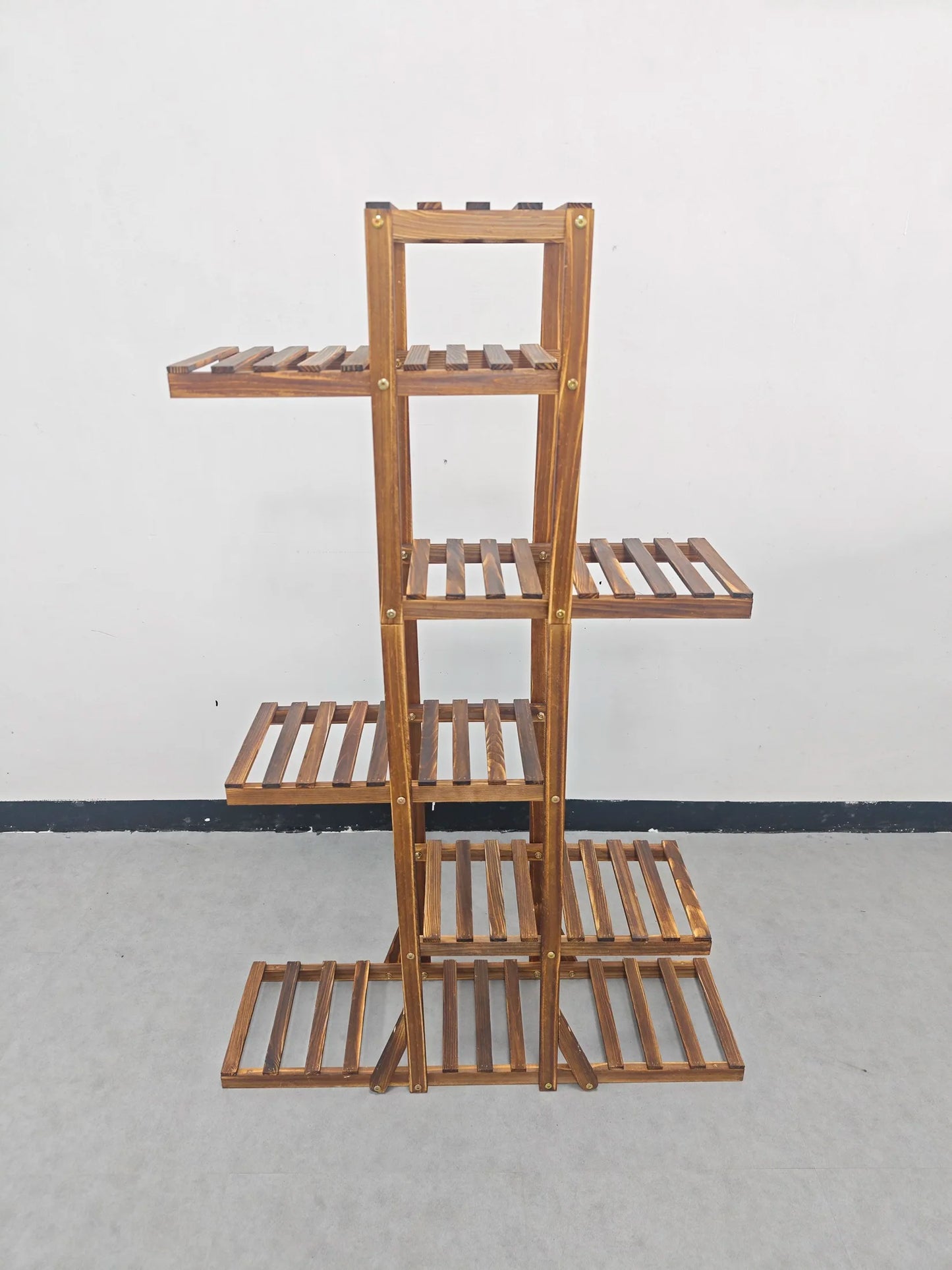 Wisfor Natural Pine Wood Flower Planter Stand Display Rack