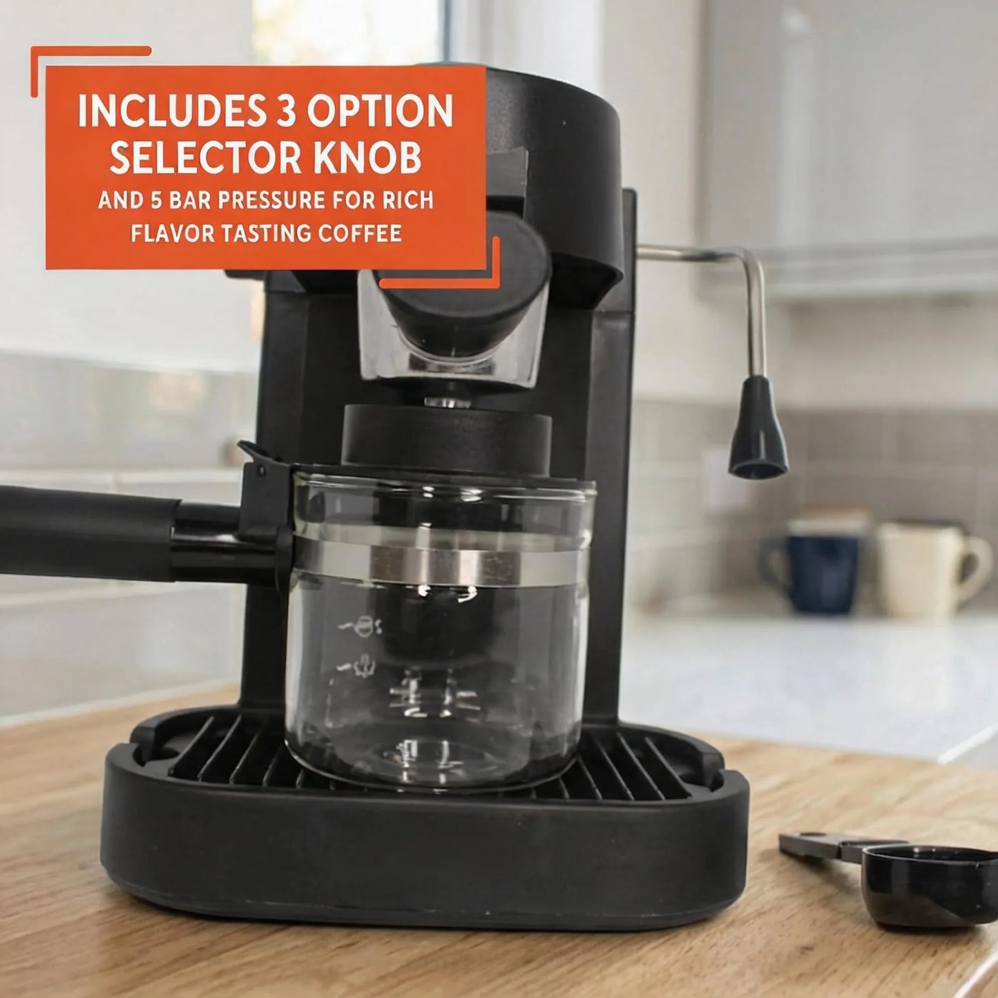 Electric 4 Cup Espresso Cappuccino Maker With Milk Frother