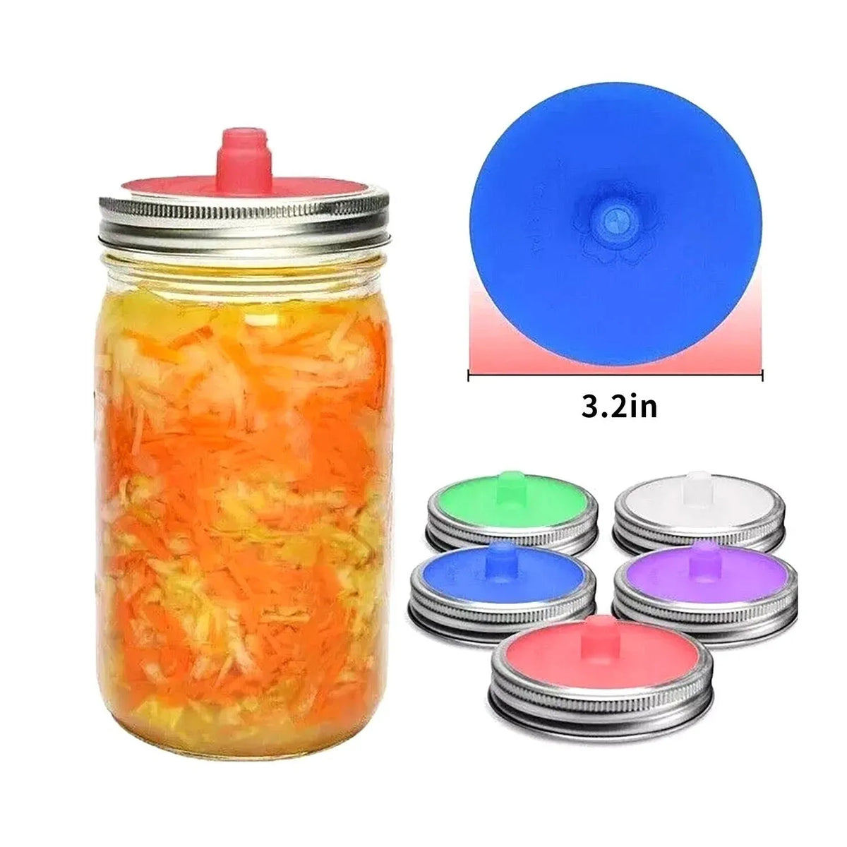 Silicone Fermentation Airlock Lids For Mason Jars Kimchi Pickles