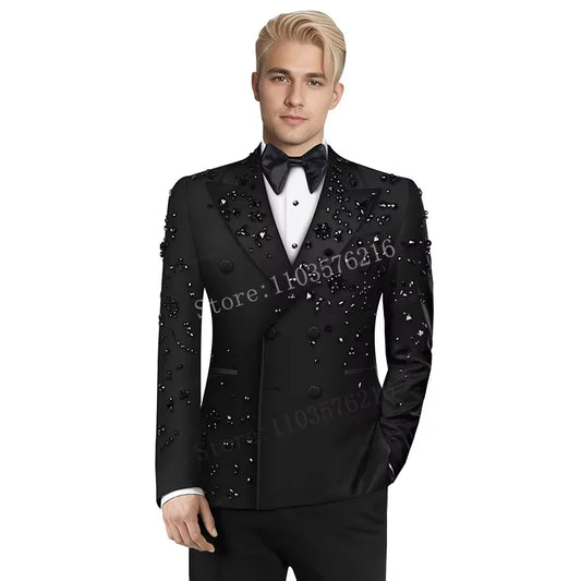 Olibexley Slim Fit Double Breasted Wedding Tuxedo Suit