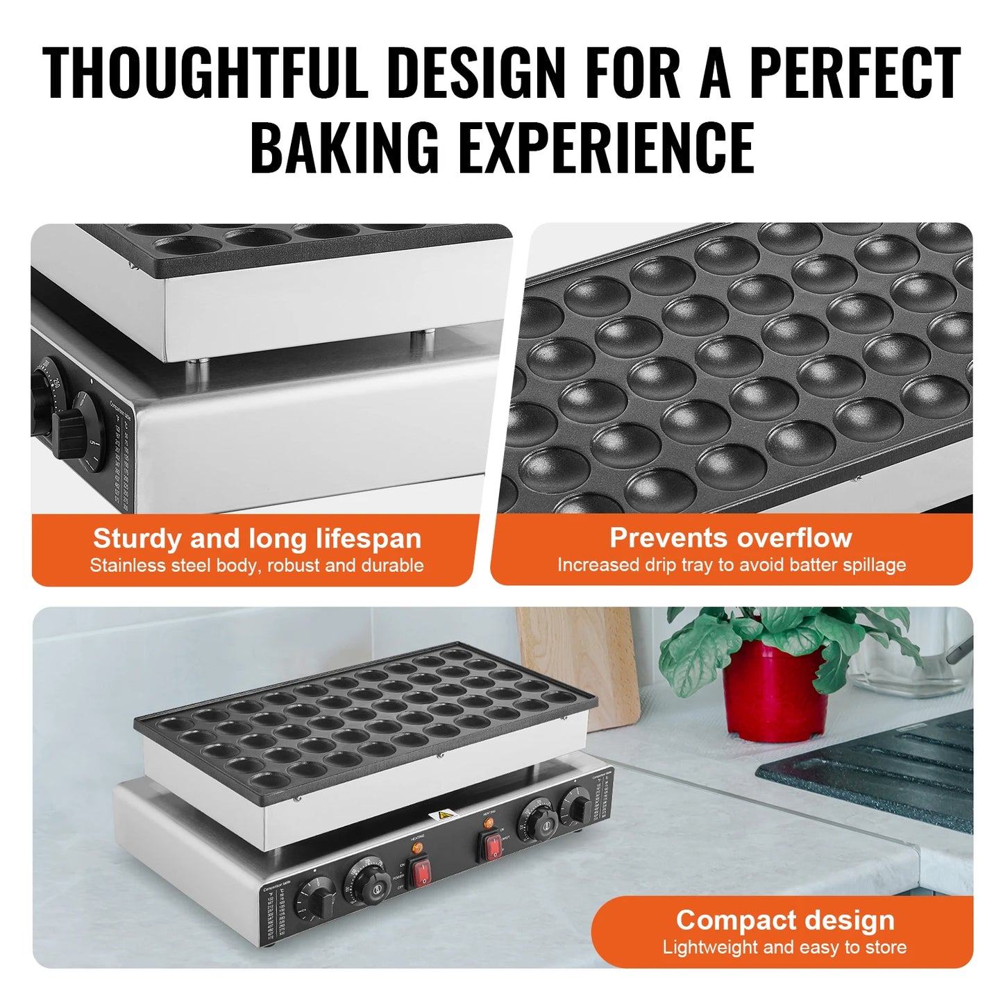 SucceBuy 50Pcs Mini Dutch Pancake Maker With Dual Temp Control