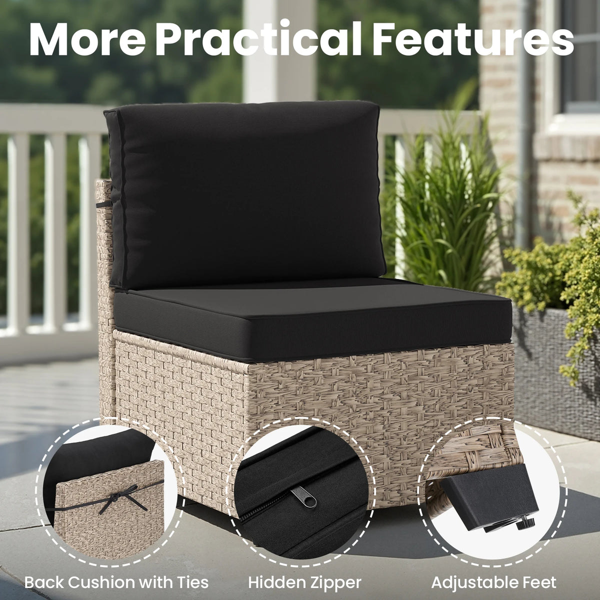 Outdoor Rattan Patio Furniture Set With Sectional Sofa And Table