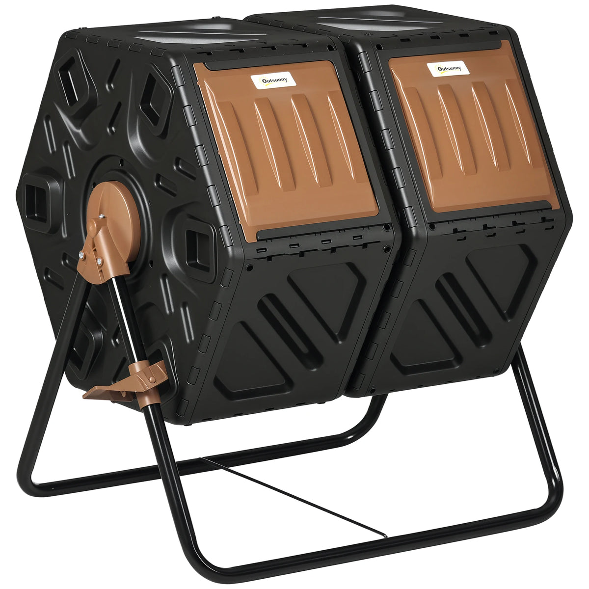 Outsunny Dual Chamber Compost Tumbler With Steel Support Base