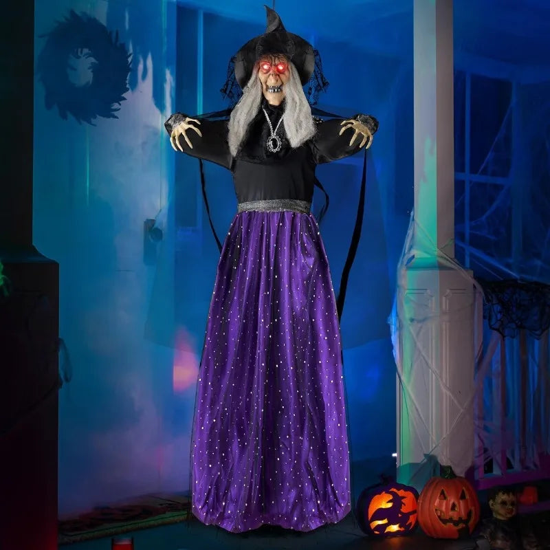 Joyfy Animated Witch Halloween Decor With Sound Activated Talking Led