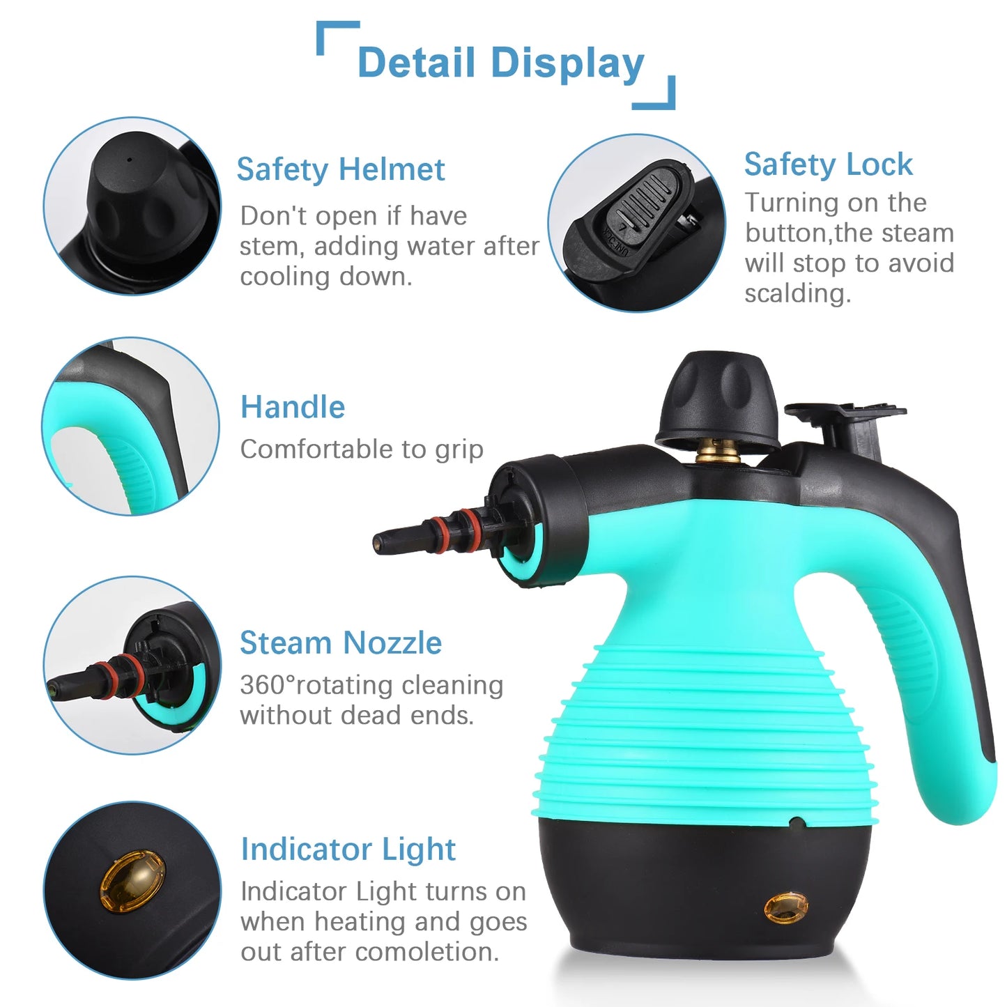 Romellar Portable Handheld Steam Cleaner With 9 Accessories