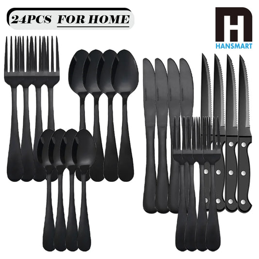 HANSMART Stainless Steel Flatware Set With Steak Knives
