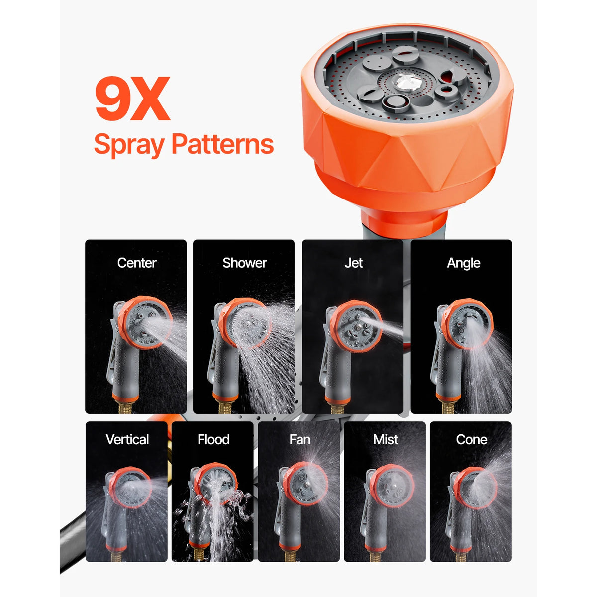 SucceBuy Retractable Garden Hose Reel With 9 Pattern Nozzle