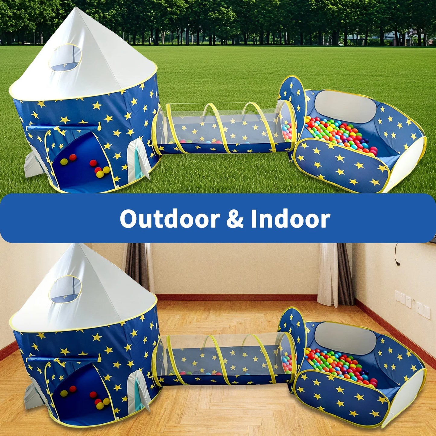 3In1 Pop Up Playtime Tent With Tunnel And Ball Pit