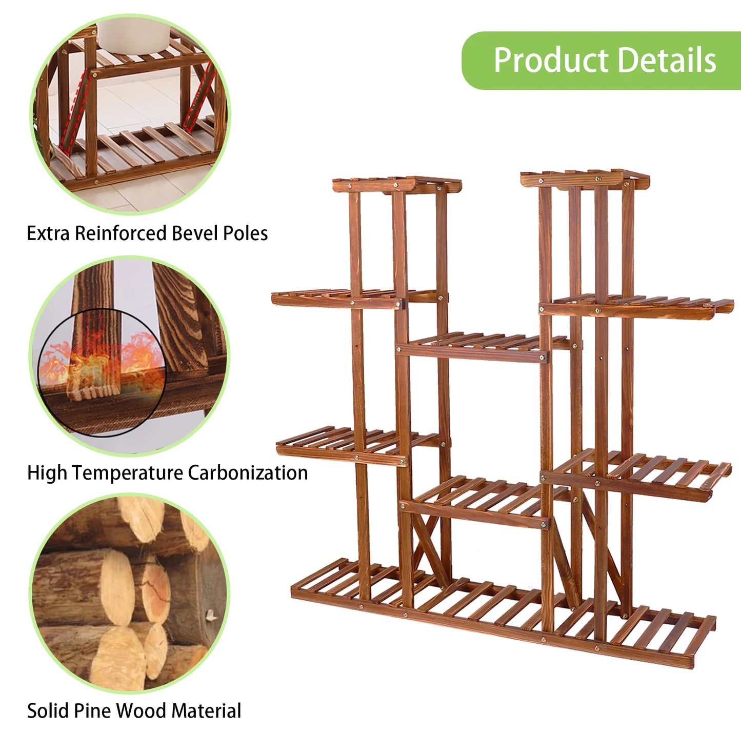 Wisfor Wood Multi Tier Plant Stand For Indoor Outdoor Decor