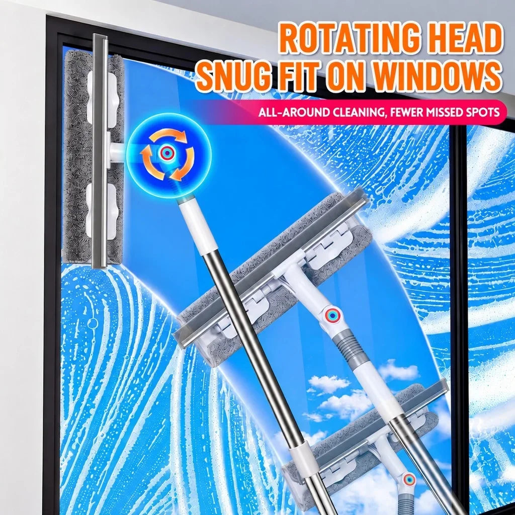 Joybos 2 In 1 Window Squeegee Rotating Head Extendable Pole