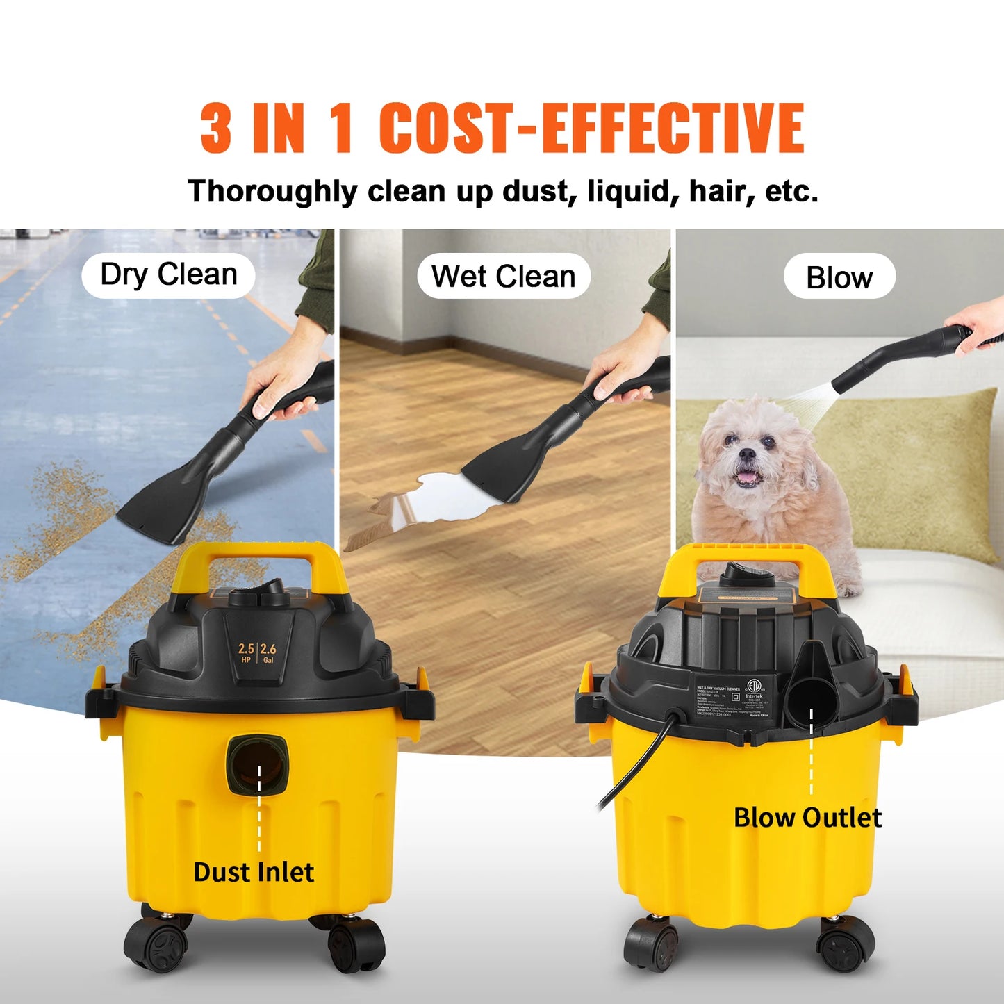 Succebuy 26 Gallon Wet Dry Shop Vacuum With Blower