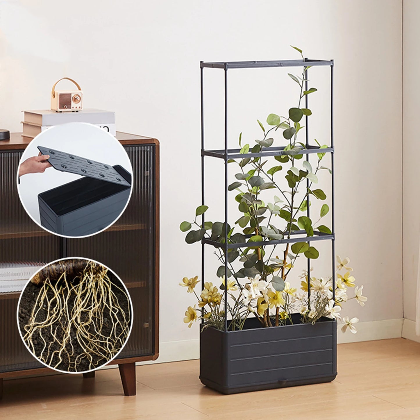 Raised Garden Bed Planter With Trellis Self Watering System