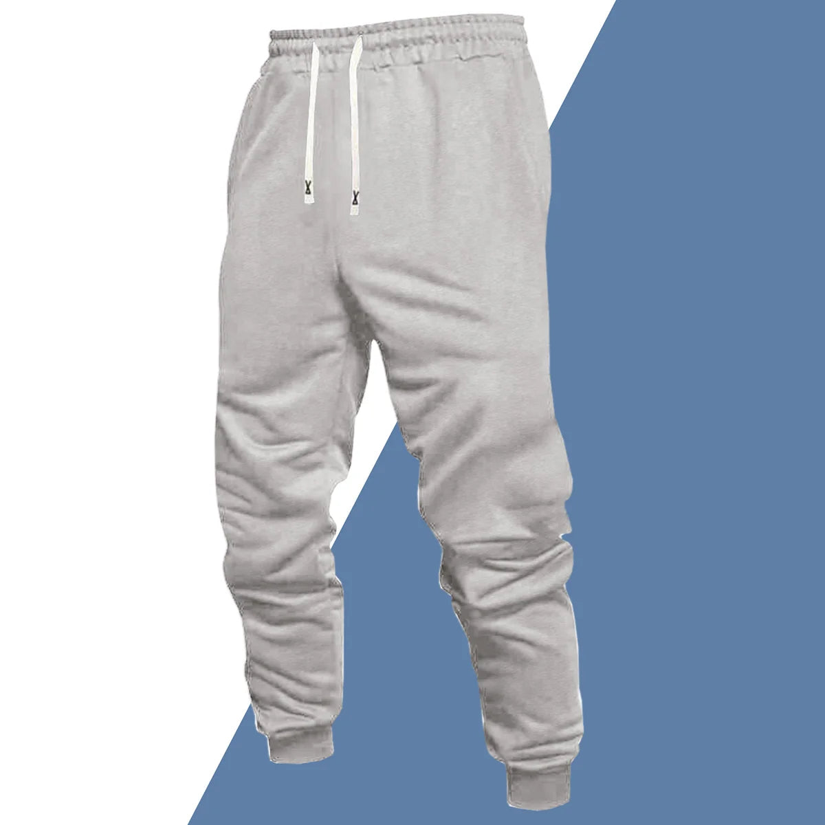Men's Four Seasons Knit Polyester Jogging Pants with Drawstring