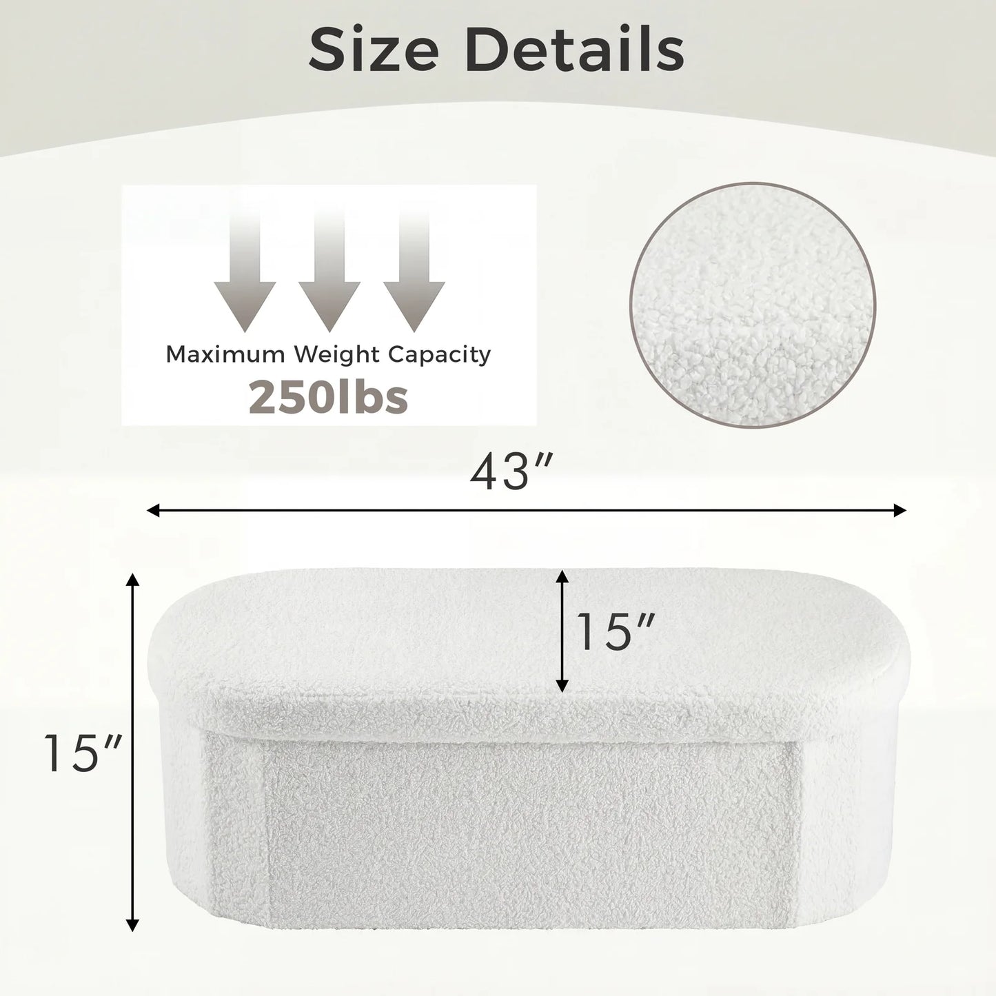 MCQ Faux Fur Folding Storage Ottoman Footrest For Bedroom