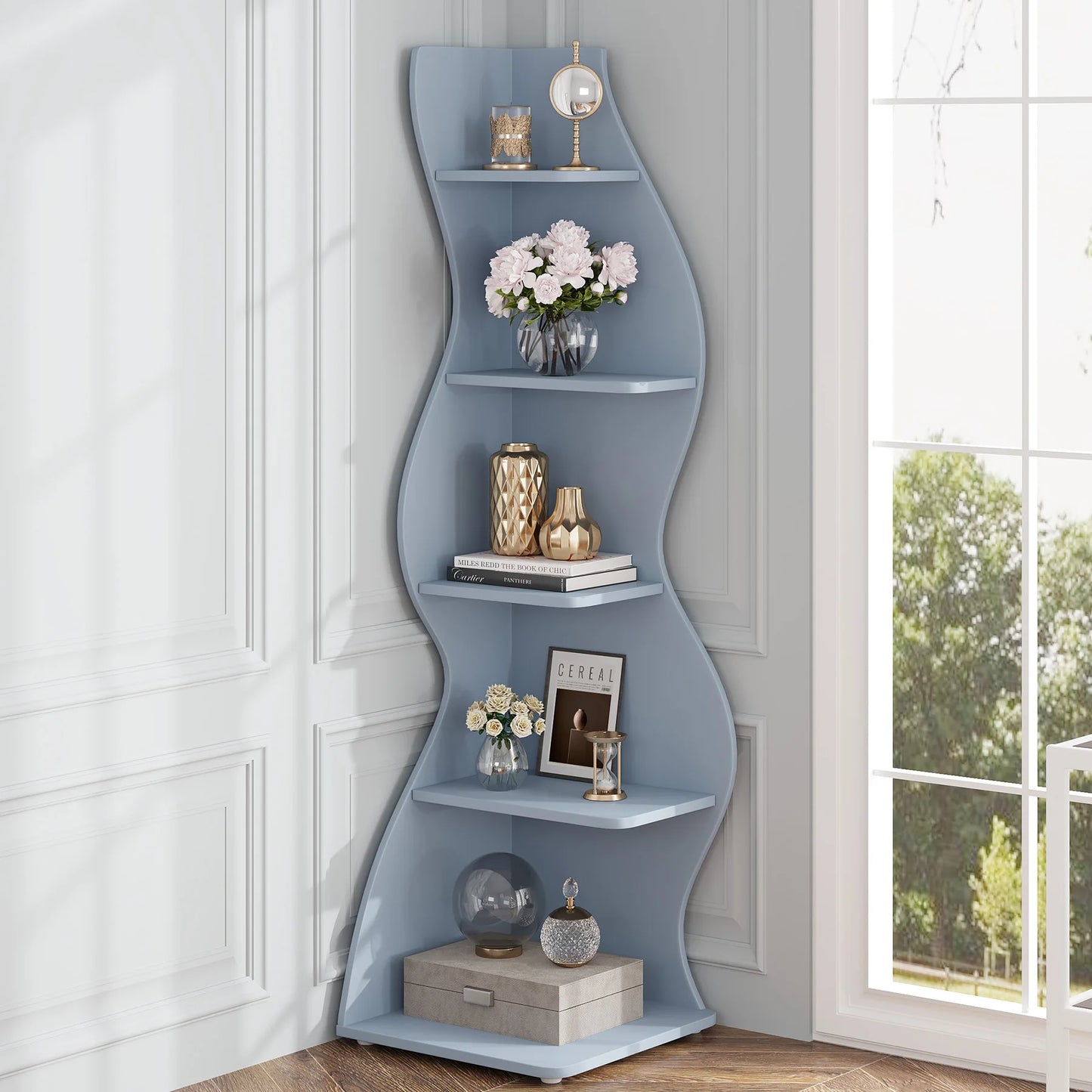 Tribesigns Five Tier Corner Shelf Wall Bookcase And Plant Stand
