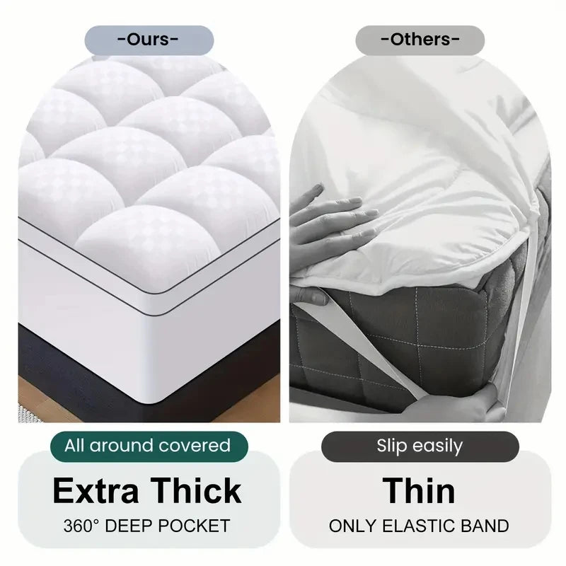 HGETVE Extra Thick Mattress Topper 1000Gsm Cooling Noiseless Fitted