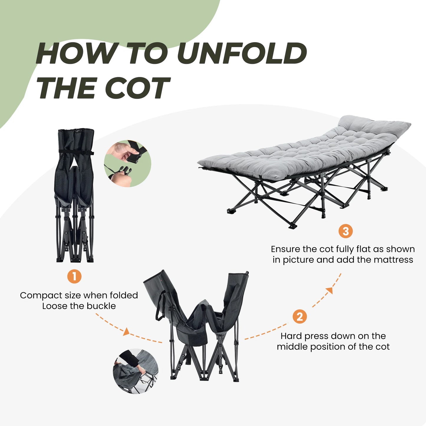 JHK Folding Camping Bed Lounge Chair With Storage Case