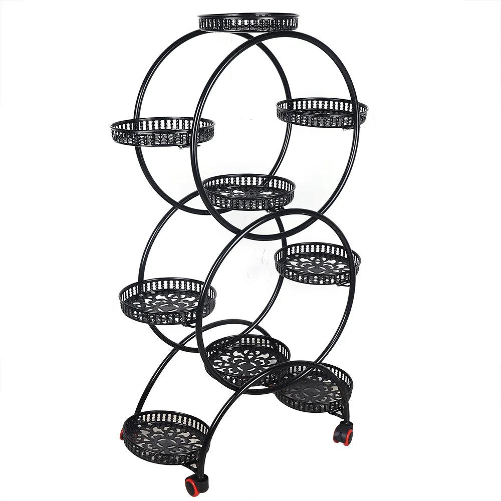 Bymaocar 9-Tier Plant Stand With Wheels Metal Shelf