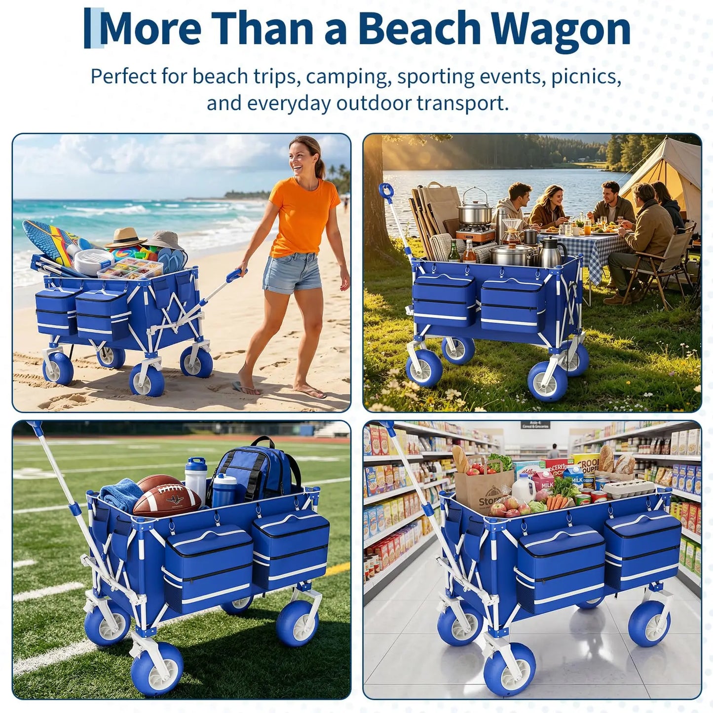 HiMISS Heavy Duty Beach Wagon 460 Lb All Terrain Wheels