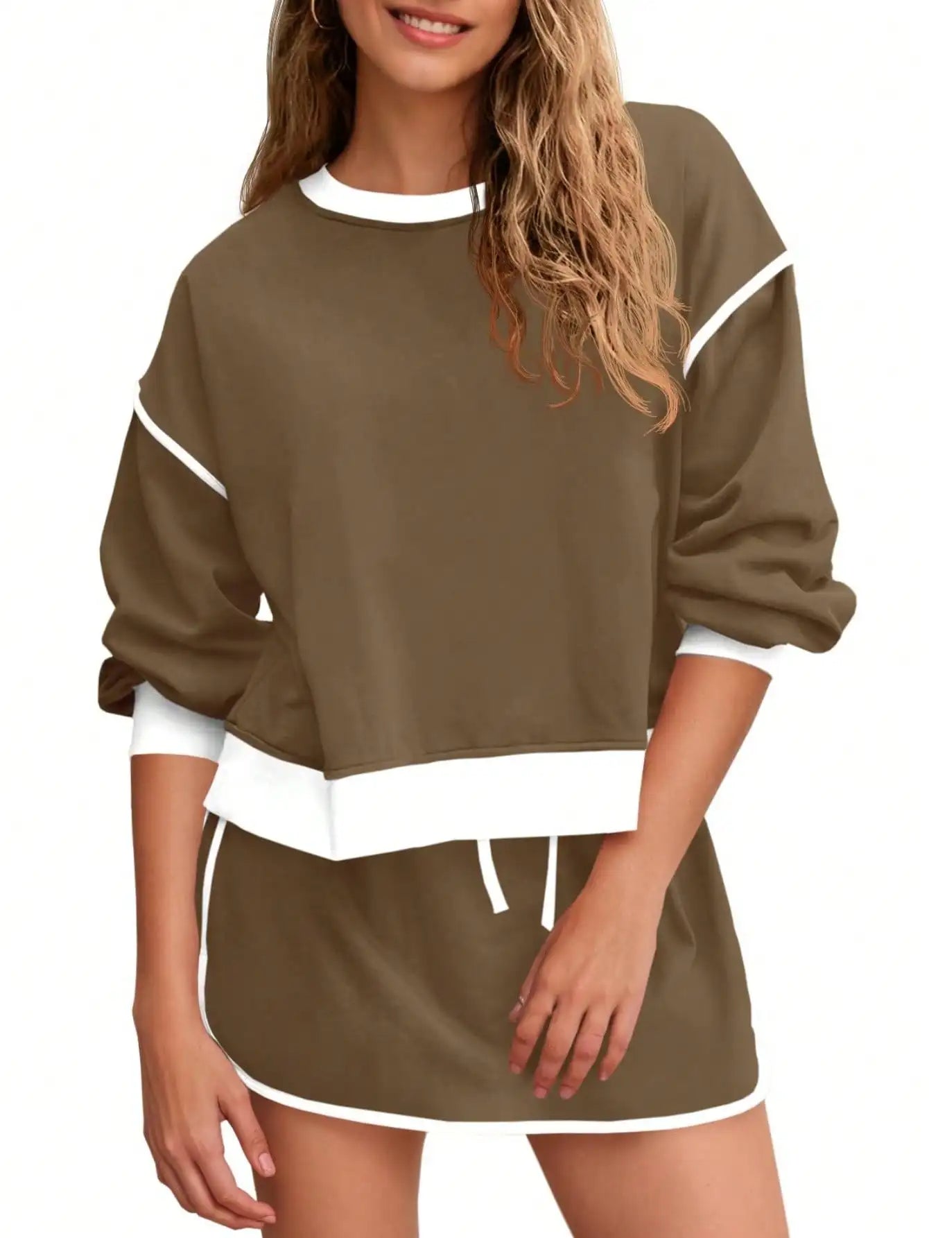 Fisoew Women's Crewneck Sweatsuit Set Oversized Loungewear