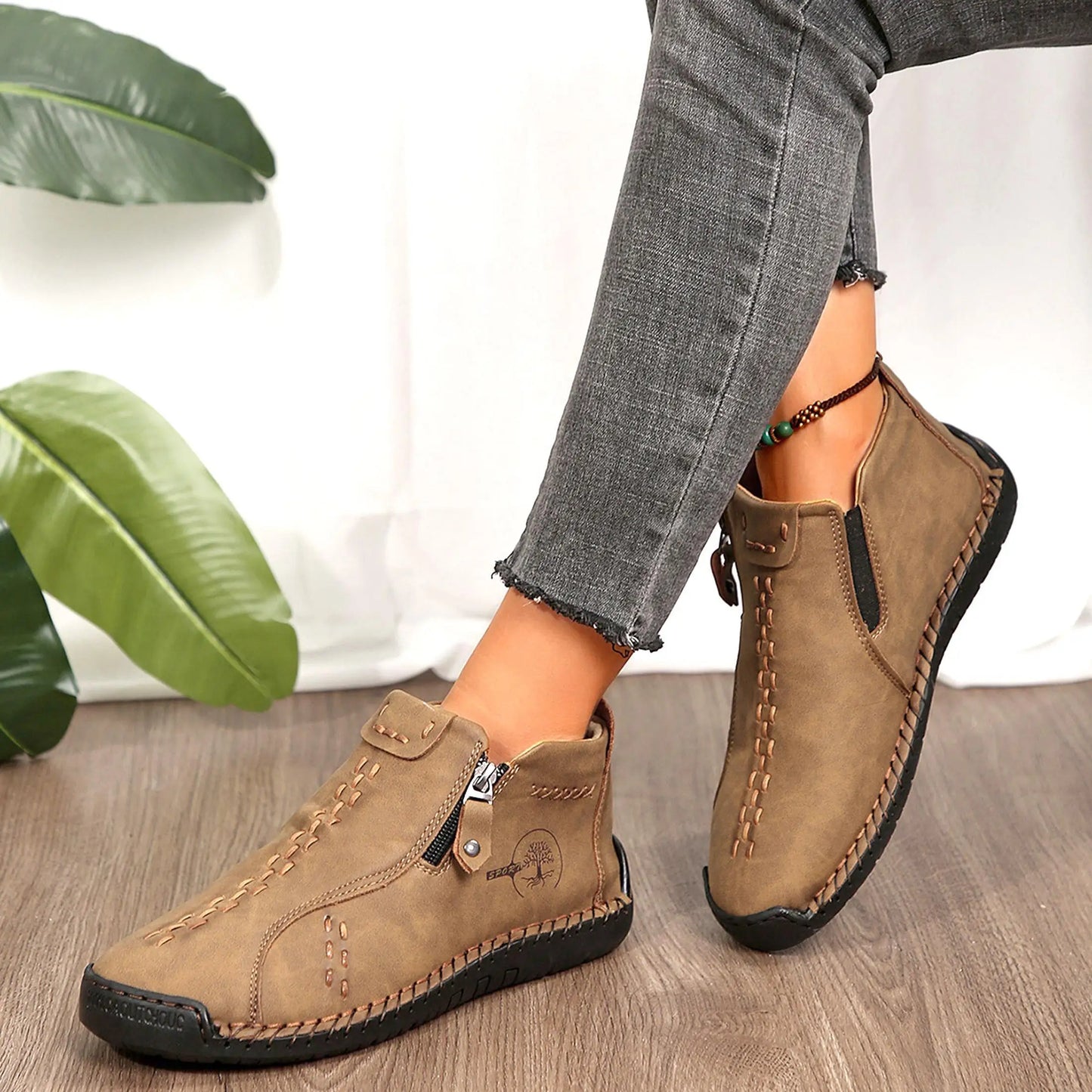 Womens Slip On Lightweight Casual Ankle Boots For Walking