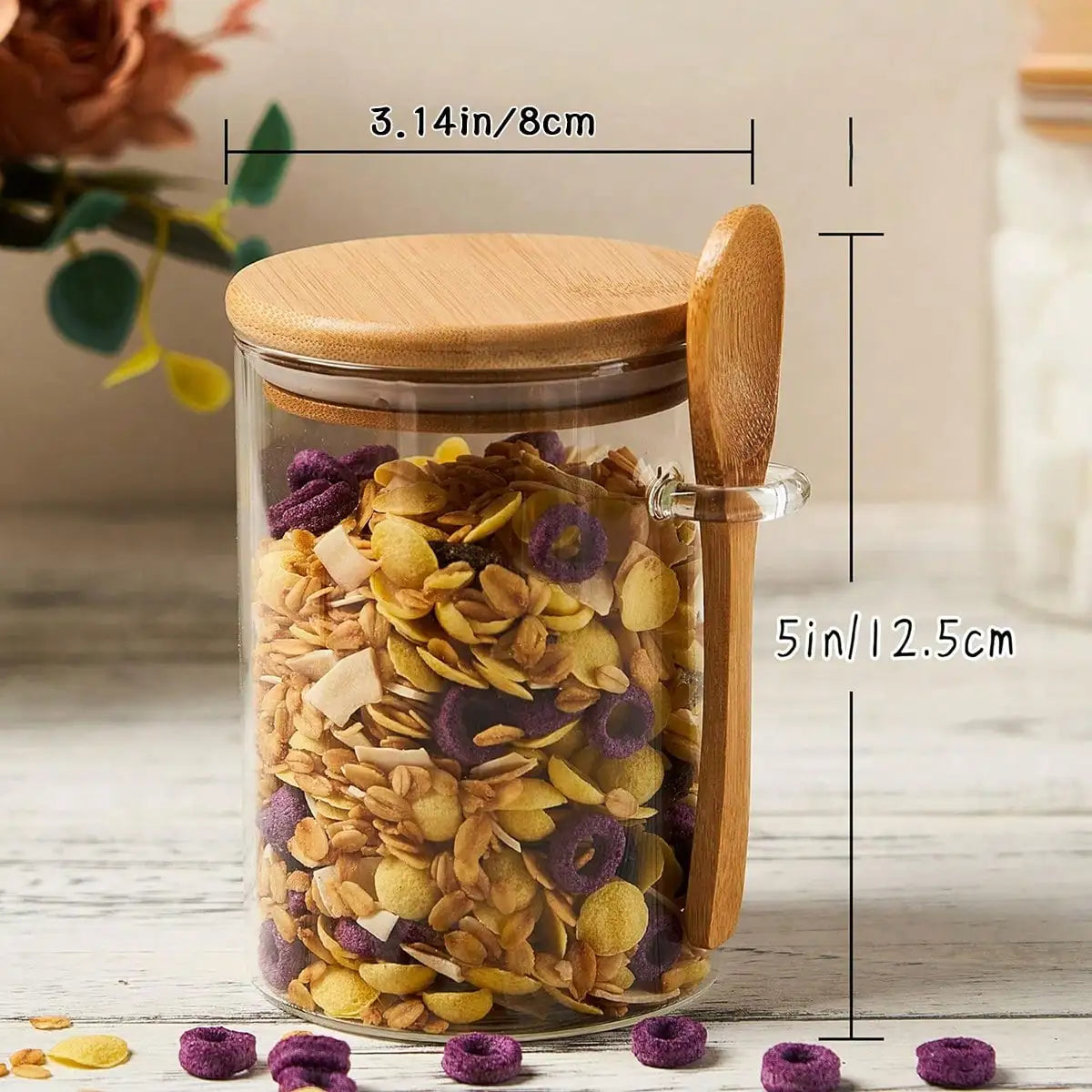 Overnight Oats Glass Jars With Airtight Bamboo Lids And Spoons