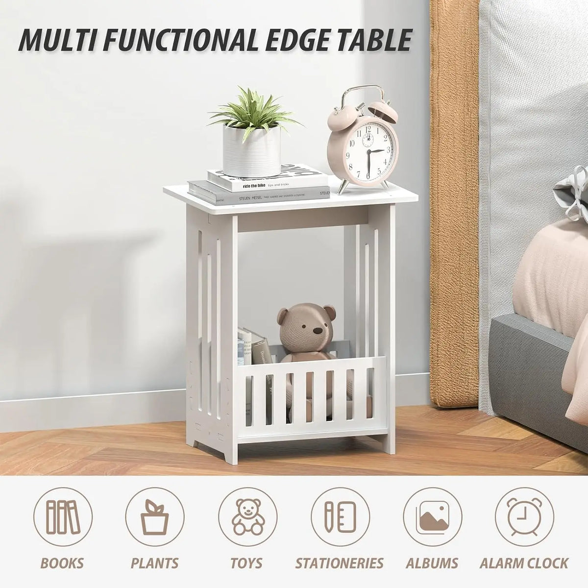 Oyajia Bedside Table With Storage Shelf For Home Use