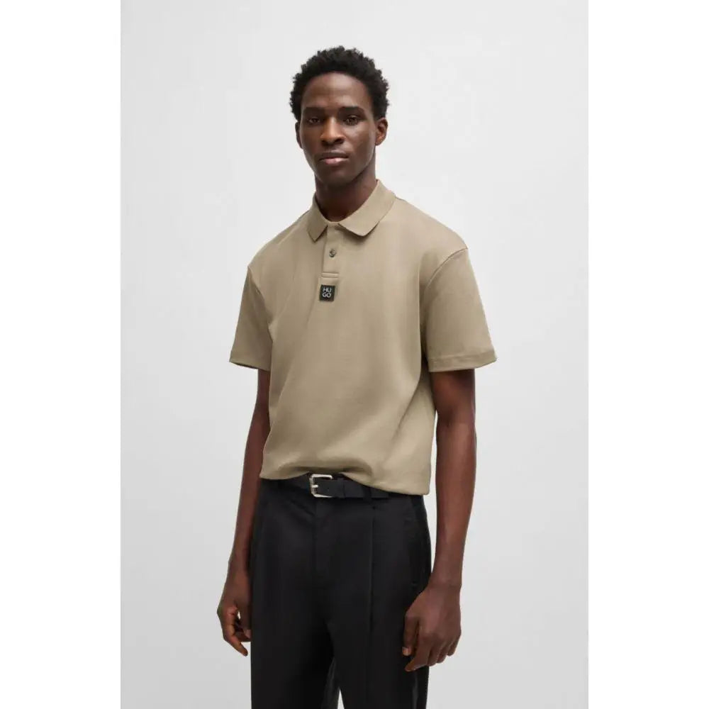 Hugo Boss Mens Interlocked Cotton Polo Shirt With Stacked Logo