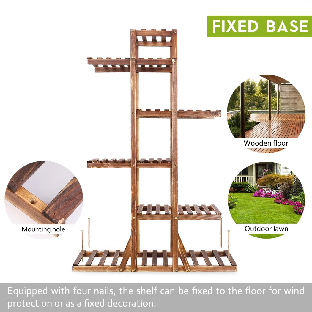 Wisfor Natural Pine Wood Flower Planter Stand Display Rack
