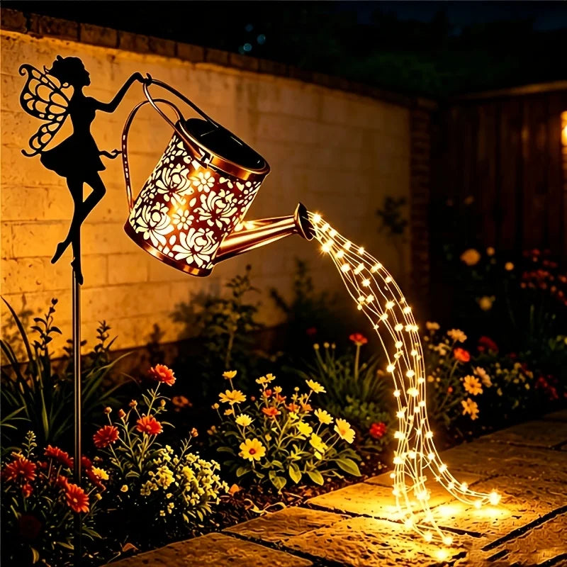 Solar Watering Can Fairy Lights Outdoor Garden Decoration