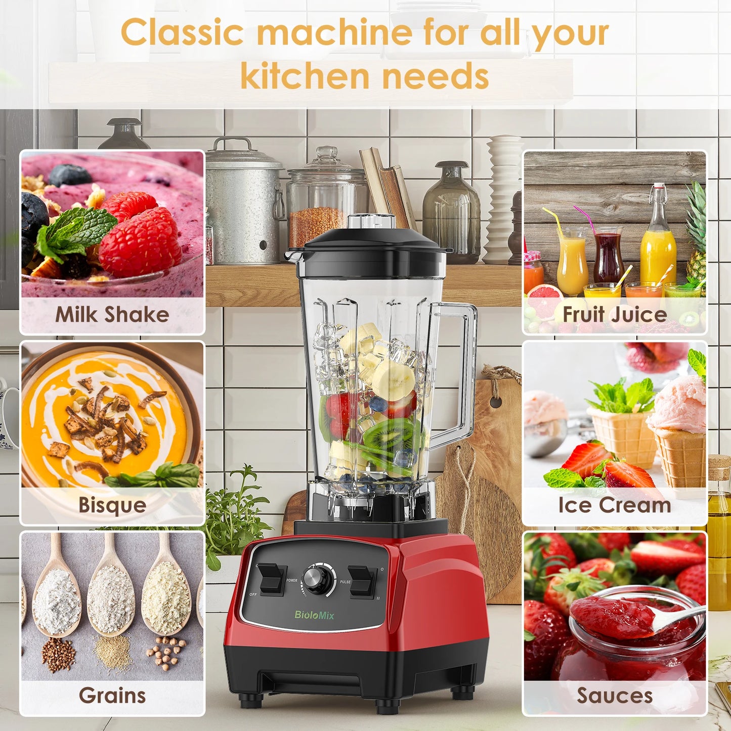 Biolomix Heavy Duty Commercial Blender Mixer 2200W