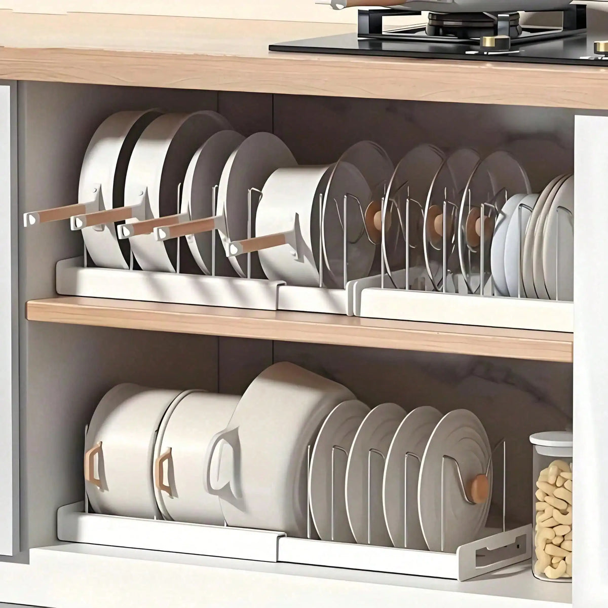 Heavy Duty Pull Out Pot Lid Organizer Rack For Cabinets