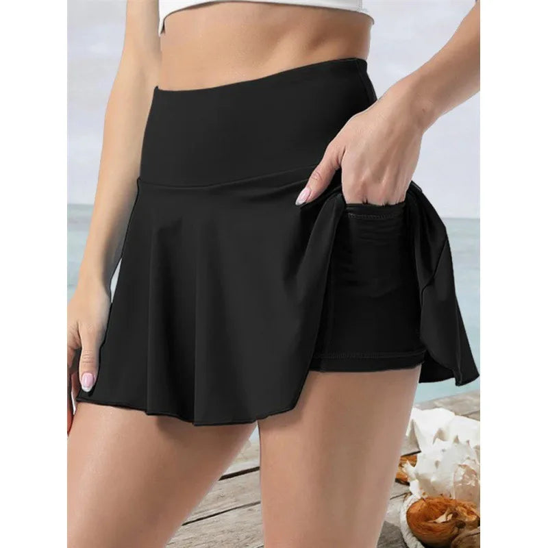 Women's Tennis Skirt With Pockets High Waist Pleated