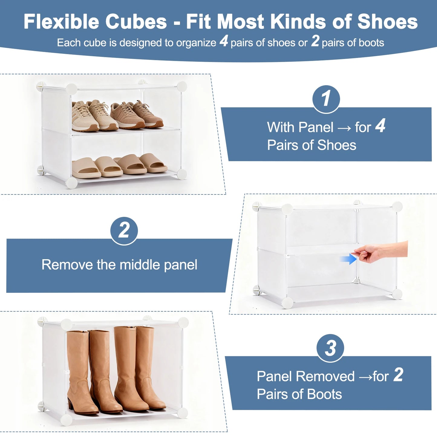 JHK 8 Tier Stackable Shoe Storage Cabinet With Door