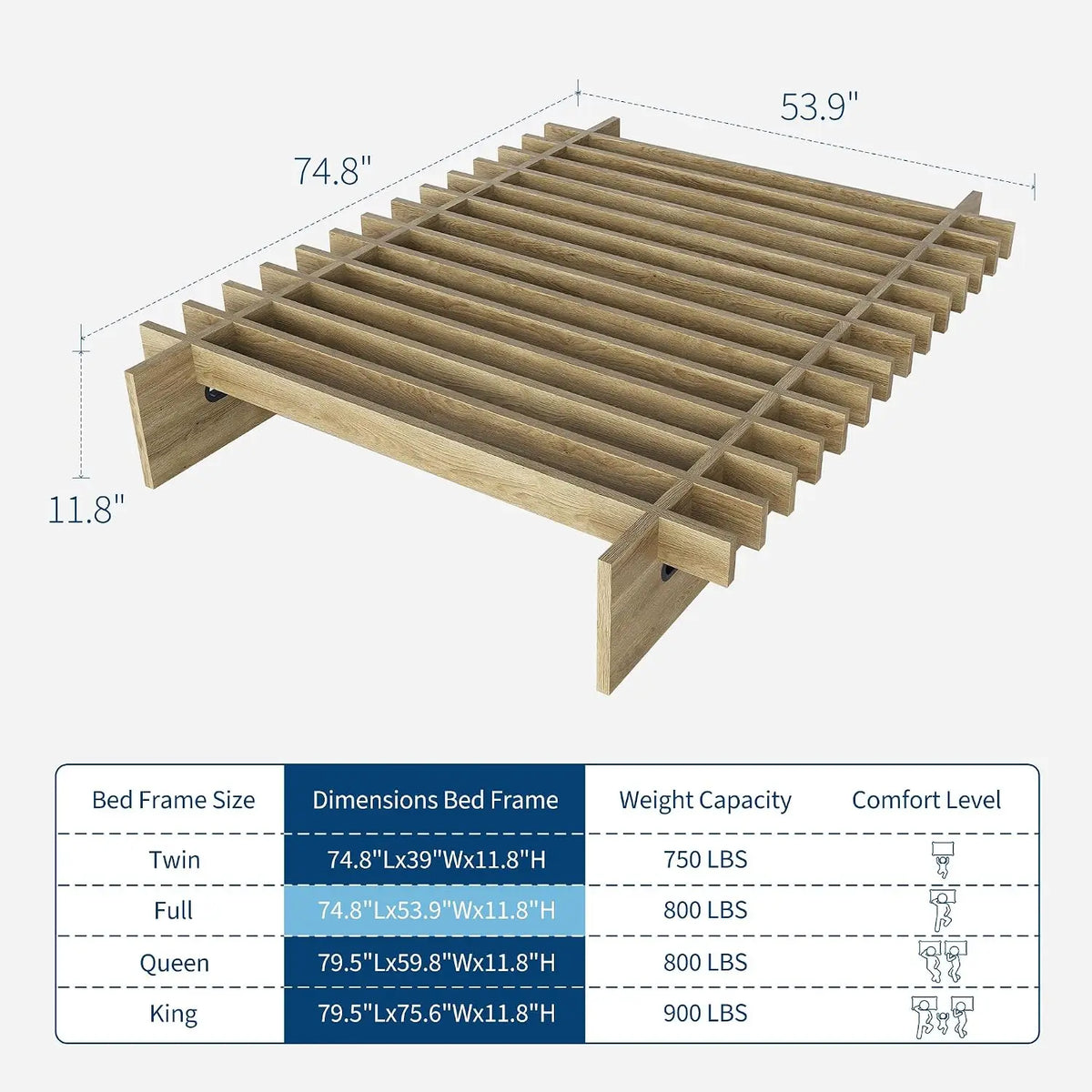 HiMISS Low Profile Wood Platform Bed Frame No Box Spring