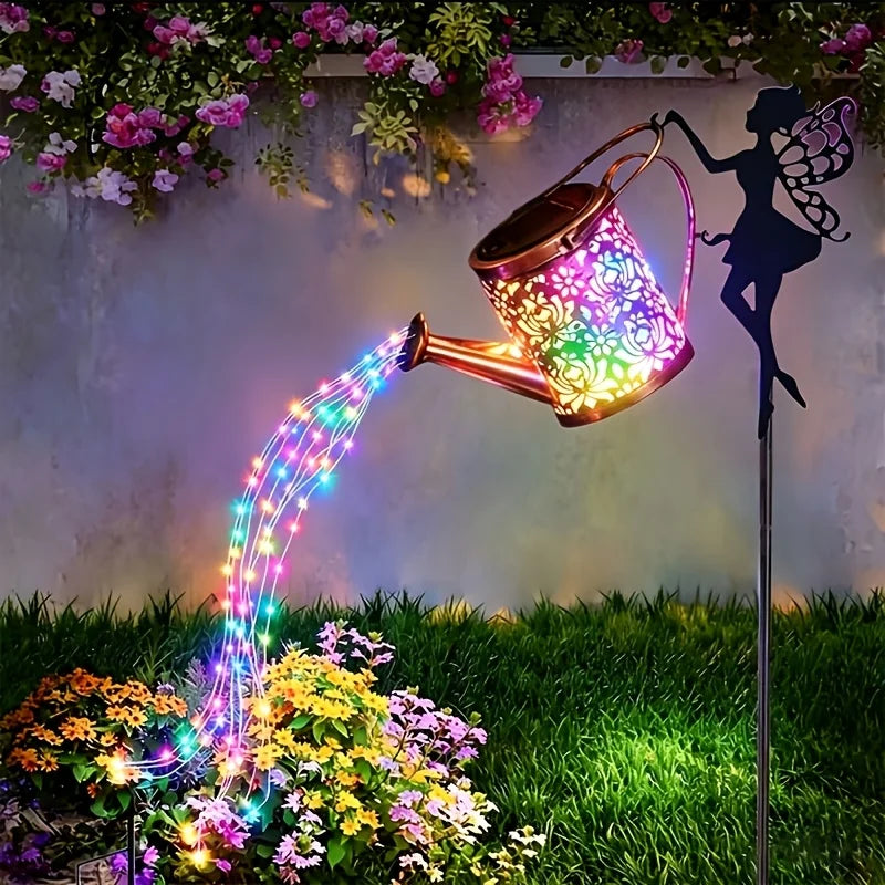 Solar Watering Can Fairy Lights Outdoor Garden Decoration