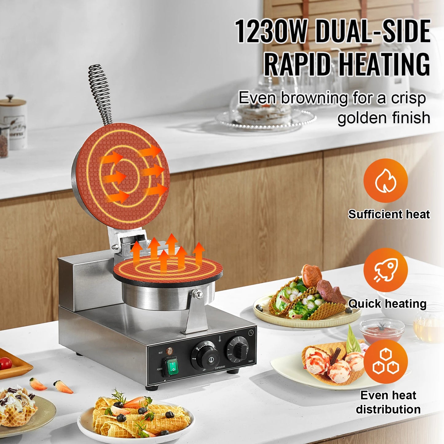 SucceBuy Commercial Electric Ice Cream Cone Maker With Control
