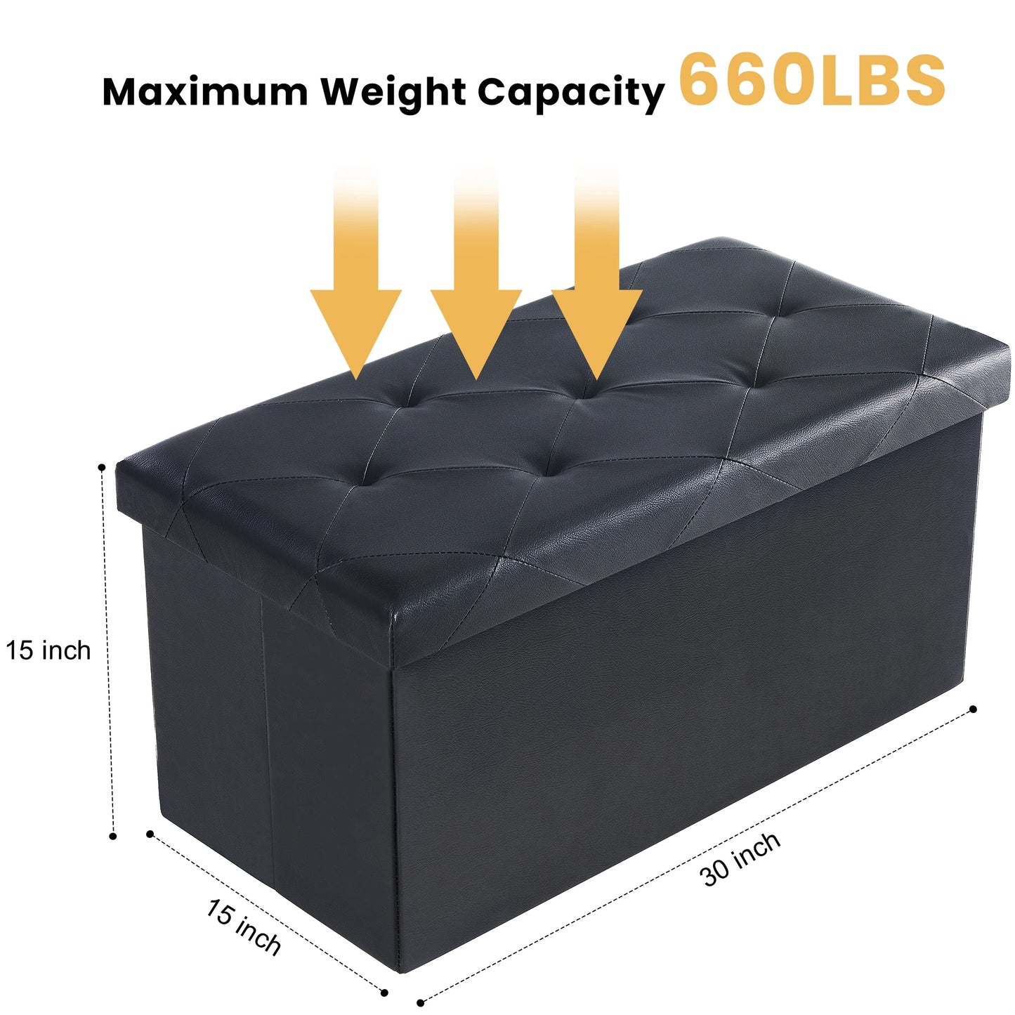 JHK Folding Synthetic Leather Storage Ottoman Footstool