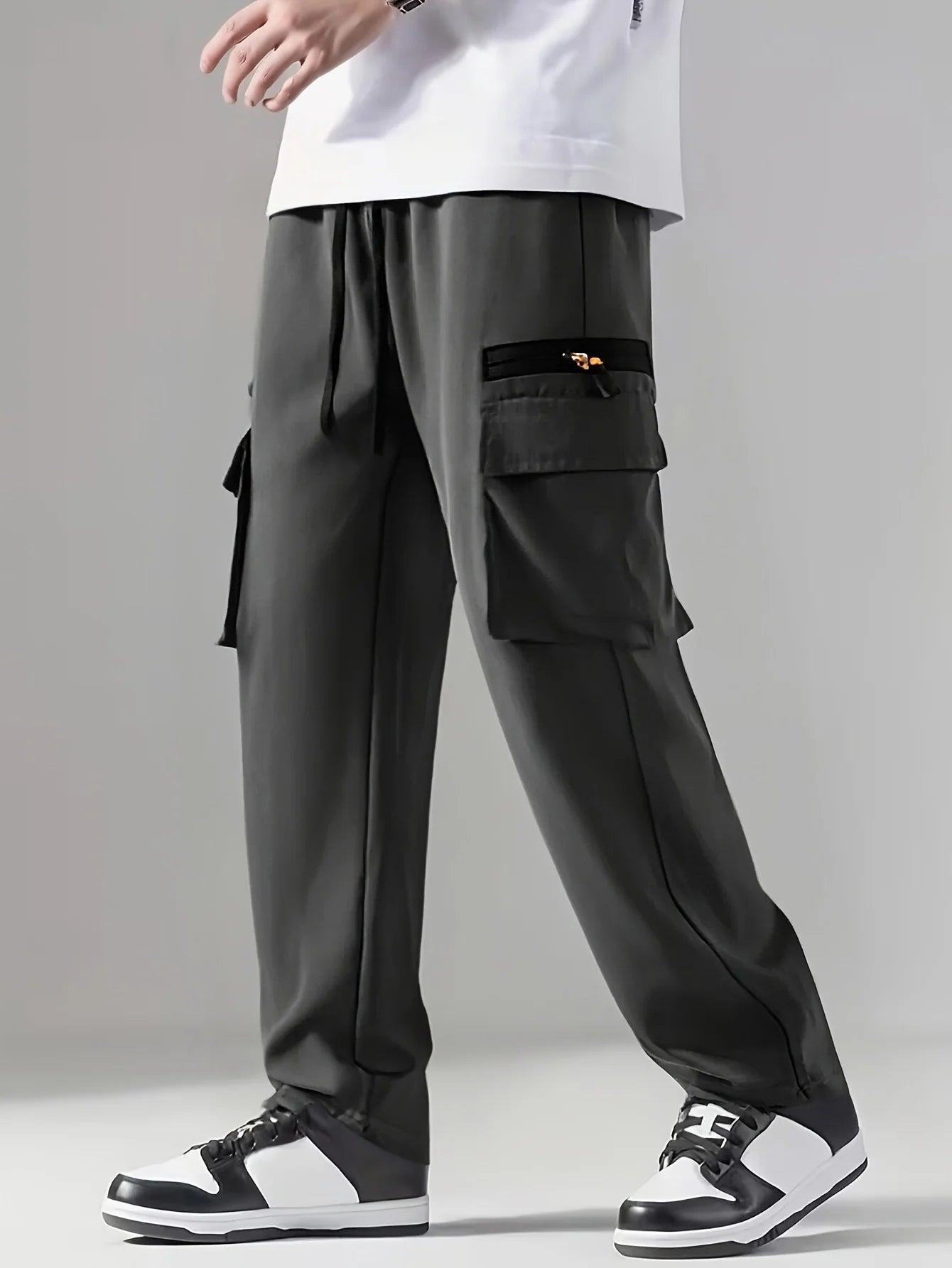 Winthunder Men Regular Outdoor Pants With Multi Pocket Drawstring Waist