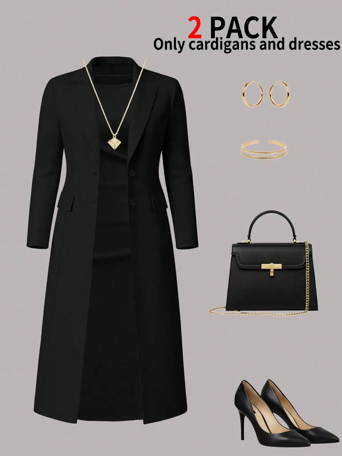 Elegant Women's Knit Blouse And Buttoned Dress Two Piece Set