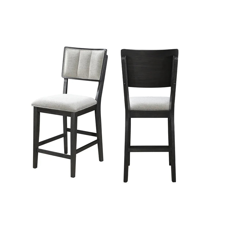 Farmhouse Dining Set With Round Table And Fabric Upholstered Chairs