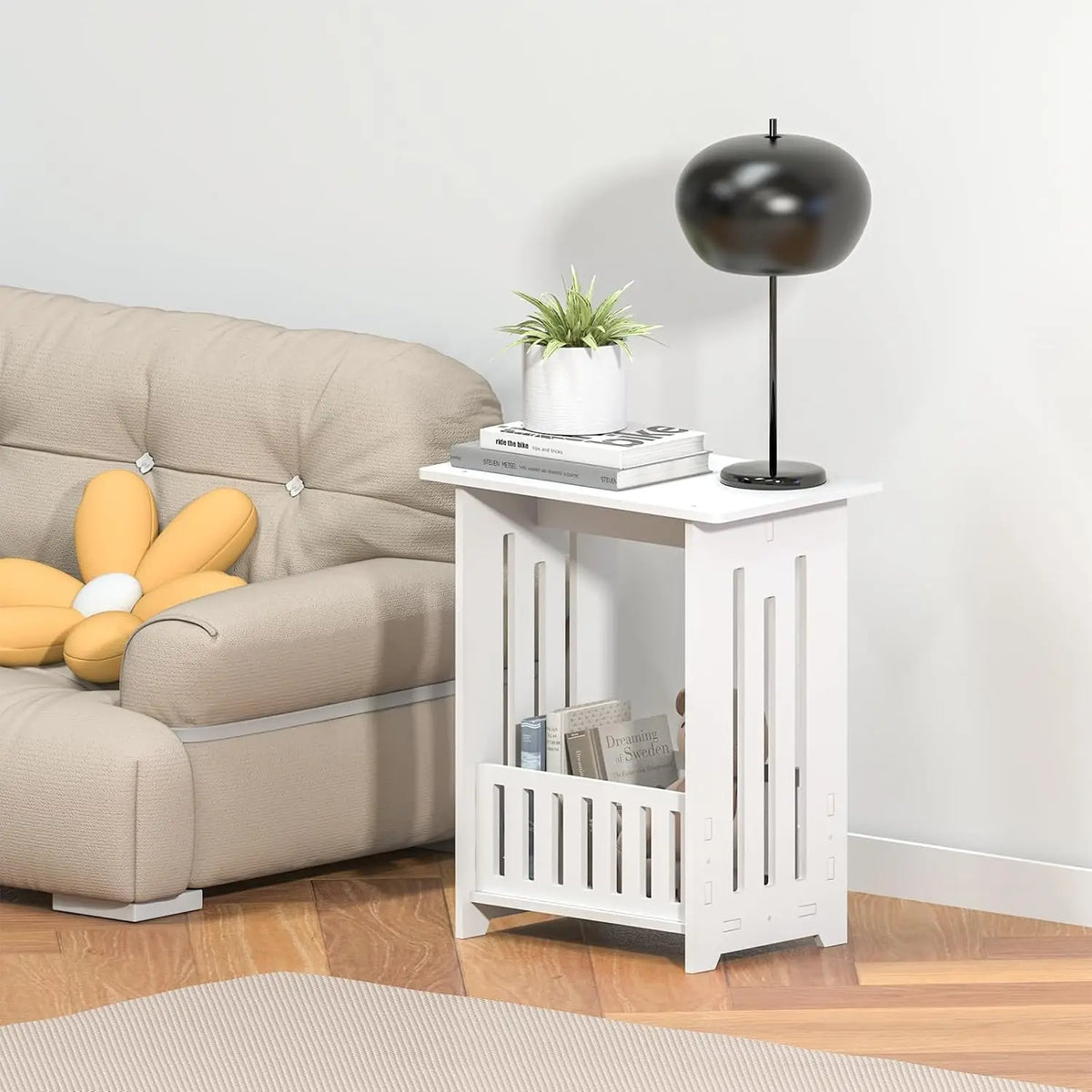 Oyajia Bedside Table With Storage Shelf For Home Use