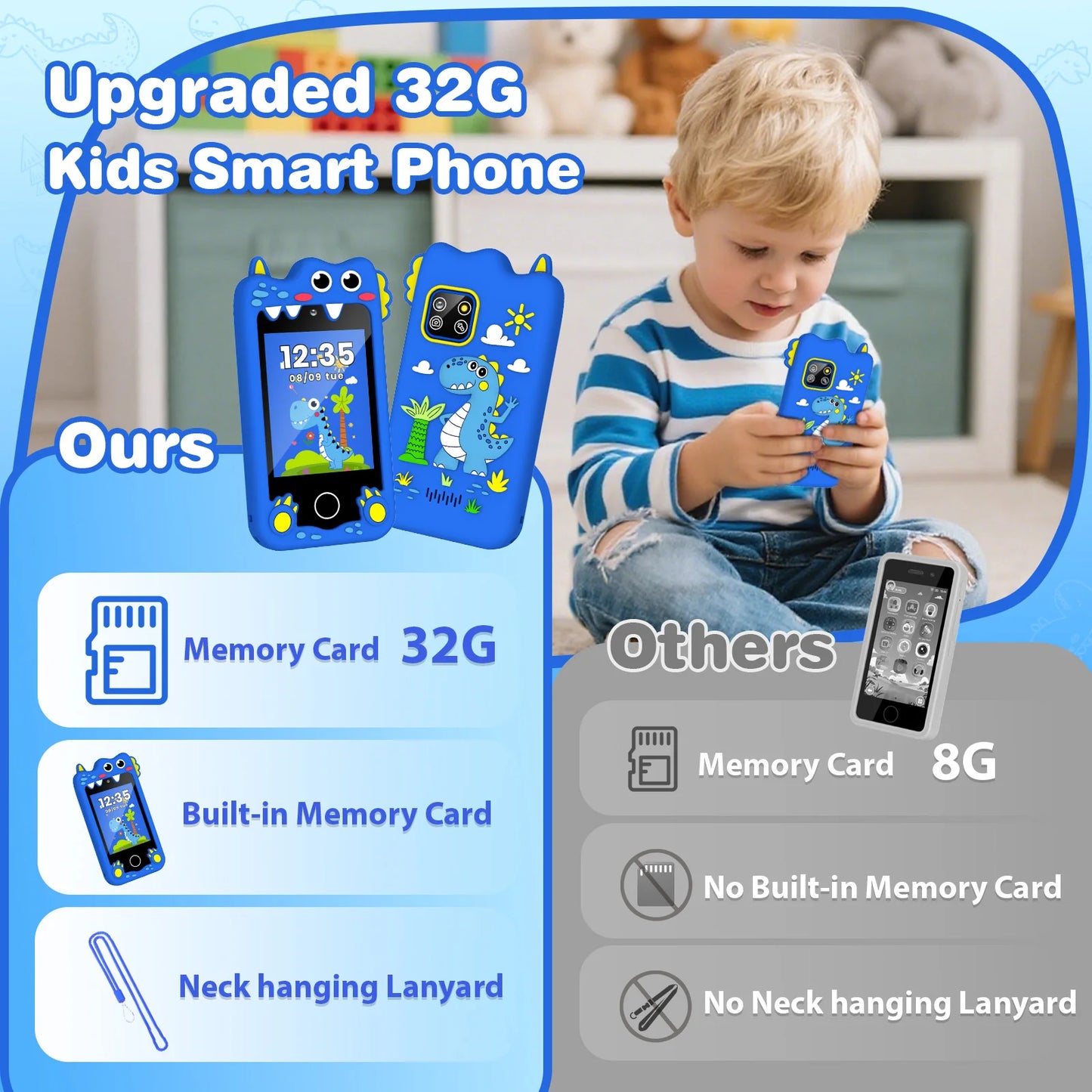 SANMERSEN Dinosaur Kids Smart Phone Educational Toy For Ages 3-6