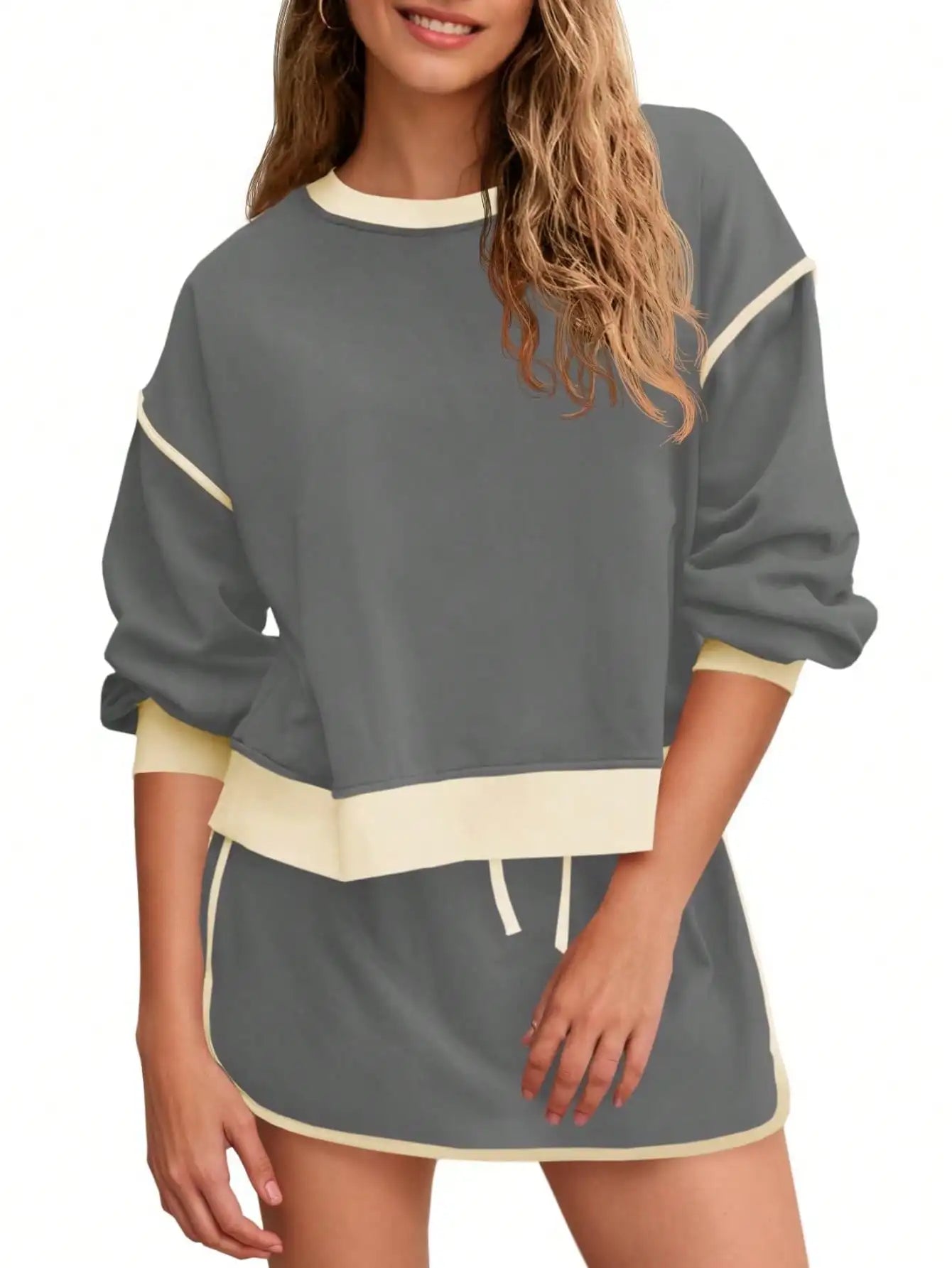Fisoew Women's Crewneck Sweatsuit Set Oversized Loungewear
