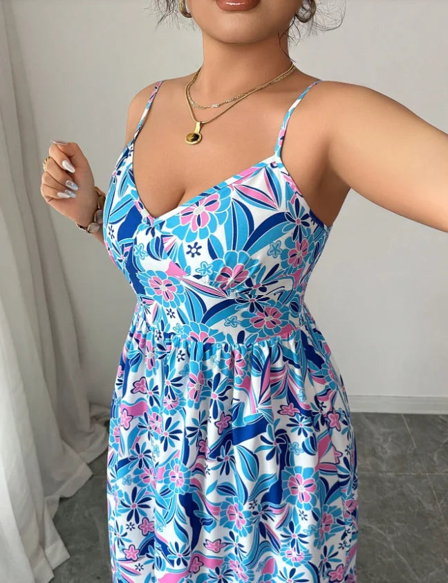 Floral Camisole Dress With Gentle Fit For Daily Commute