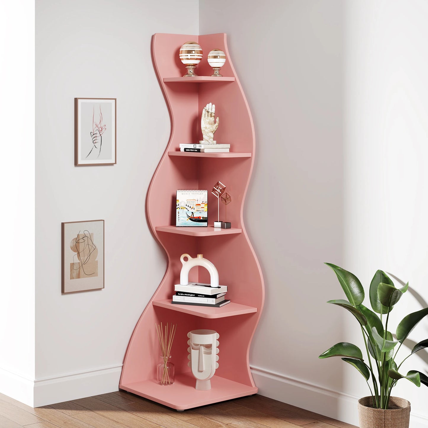 Tribesigns Five Tier Corner Shelf Wall Bookcase And Plant Stand